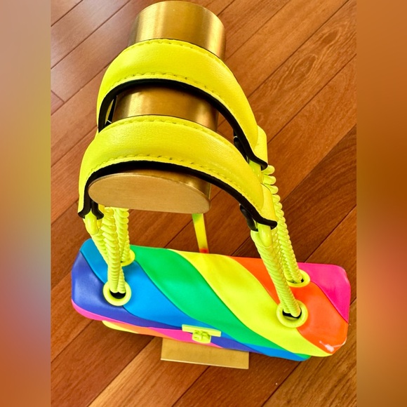 Kurt Geiger Brixton Neon Rainbow Striped Shoulder Bag. NWOT - Picture 4 of 11